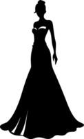 Elegant Silhouette of Woman in Evening Gown for Art and Design Projects vector