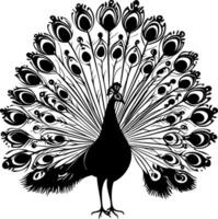 Elegant Peacock Silhouette Art for Design and Craft Projects vector
