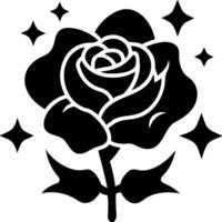 Elegant Rose Silhouette with Stars for Tattoos and Design Projects vector