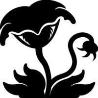Elegant Silhouette of Fantasy Flower Design for Tattoos and Art Projects vector