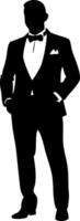 Elegant Silhouette of Man in Tuxedo for Formal Event Designs vector