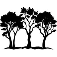 Elegant Silhouette of Three Trees for Nature Inspired Design and Illustration vector
