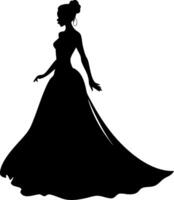 Elegant Woman Silhouette in Gown for Art Decor and Design Projects vector
