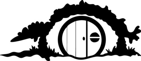 Enchanting Hobbit House Doorway Silhouette Fantasy Art for Creative Design vector