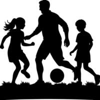 Family Playing Soccer Silhouette Illustration for Sports and Recreation Designs vector