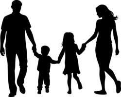 Family Silhouette Walking Together Happiness and Unity Concept vector