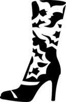 Fashionable High Heel Boot Silhouette with Floral Design for Art and Craft Projects vector