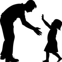 Father and Child Silhouette Interaction for Artwork and Family Themes vector