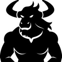 Fierce Bull Minotaur Silhouette for Tattoos and Mythical Art Projects vector