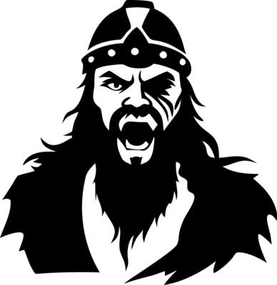 Fierce Viking Warrior Silhouette Art for Tattoo and Graphic Design