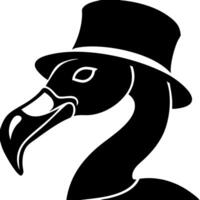 Flamingo Silhouette with Top Hat Illustration for Tattoo and Design Use vector