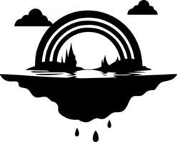 Floating Island with Rainbow Silhouette for Art and Design Projects vector
