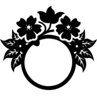 Floral Circle Frame Silhouette for Decoration and Design Projects vector