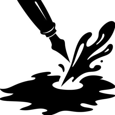 Fountain Pen Ink Splash Illustration for Artistic Design and Projects