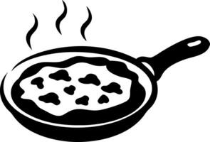 Frying Pan with Sizzling Food Silhouette for Culinary Designs and Projects vector