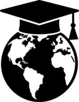 Global Education Concept Globe with Graduation Cap Illustration vector