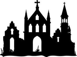 Gothic Cathedral Silhouette Design for Creative Projects and Tattoos vector