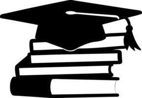Graduation Cap on Stack of Books Education Symbol Art for School and Learning Design vector