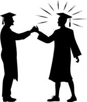 Graduation Celebration Silhouette Handshake Illustrative Art for Education Themes vector
