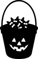 Halloween Candy Basket Silhouette for Spooky Art and Decoration vector
