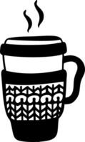 Hand Drawn Cozy Coffee Cup with Steam for Cafe Menu and Invitations vector