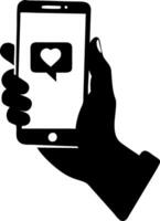 Hand Holding Smartphone with Heart Message Notification for Social Media Design vector