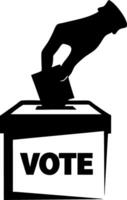 Hand Placing Ballot in Voting Box Silhouette for Election Campaigns vector