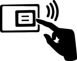 Hand Touching Wireless Card Reader Illustration for Security Systems vector