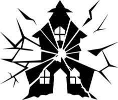 Haunted House Silhouette Shattered Glass for Halloween Design Projects vector