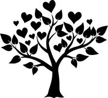 Heart Shaped Leaves Tree Silhouette for Romantic Design and Crafts vector