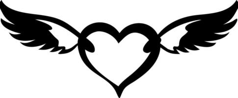 Heart with Wings Illustration for Tattoo and Graphic Design vector