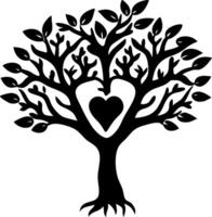 Heart Tree Silhouette Design for Art Projects and Tattoos vector
