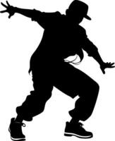 Hip Hop Dancer Silhouette in Dynamic Pose for Urban Art and Dance Projects vector