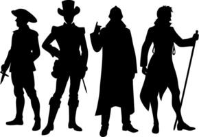 Historical Character Silhouettes Illustration for Art and Design Projects vector