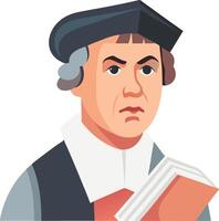 Historical Scholar Portrait Art with Book in Hand for Educational Use vector
