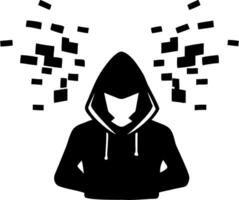 Hooded Figure with Digital Blocks Cybersecurity Concept for Tech Illustration vector