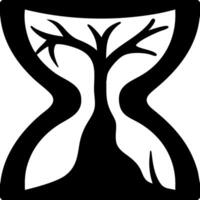 Hourglass Tree Silhouette Symbolizing Time and Nature Unity Art vector