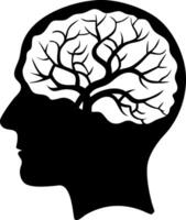 Human Head Silhouette with Brain Tree Illustration for Educational and Creative Designs vector