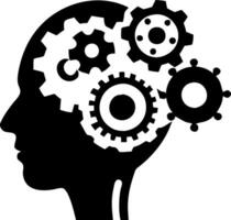Human Head with Gears Inside Represents Thought Process and Problem Solving vector