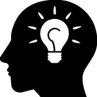 Human Mind Profile with Light Bulb Symbolizing Ideas and Creativity vector
