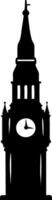 ic Clock Tower Silhouette for Design and Decoration Projects vector