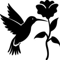 Hummingbird Silhouette with Flower Illustration for Art and Design Projects vector