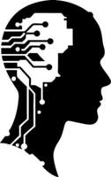 Human Head Circuit Illustration for Technology and AI Design Projects vector