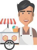 Ice Cream Vendor and Cart Illustration for Business Promotion and Design vector
