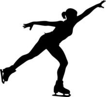 Ice Skating Silhouette Graceful Figure Skater Pose for Art and Design Projects vector