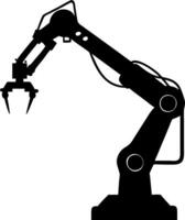 Industrial Robotic Arm Silhouette for Manufacturing and Automation Design vector