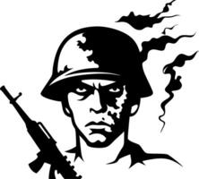 Intense Soldier Art with Helmet and Rifle for Military Design vector