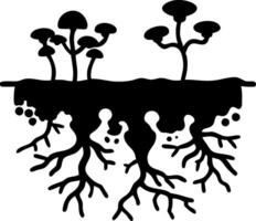 Intricate Mushroom Roots Silhouette Art for Illustrations and Design Projects vector