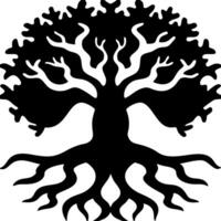 Intricate Tree Silhouette with Roots Perfect for Tattoos and Nature Art vector