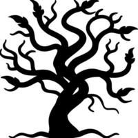 Intricate Silhouette Twisted Tree Art for Creative Design Projects vector